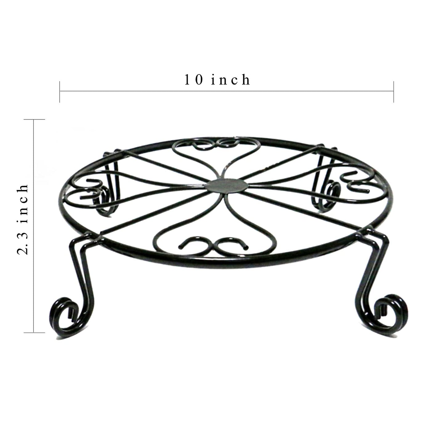 NSYOOMH 2 pack 10" Rustproof Black Metal Plant Stands Heavy Duty Plants Holder Outdoor Indoor, Round Wrought Iron Sturdy Flower Planter Pot Stand, Corner Gardening Inside Potted Plant Risers - 10Inch
