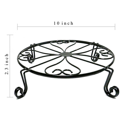 NSYOOMH 2 pack 10" 12" Rustproof Black Metal Plant Stands Heavy Duty Plants Holder Outdoor Indoor, Round Wrought Iron Sturdy Flower Planter Pot Stand, Corner Gardening Inside Potted Plant Risers - 10Inches