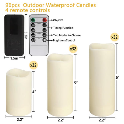 fclayvts 96-Pack LED Flameless Candles with Remote Control - Perfect for Parties, and Special Occasions(Three Sizes)