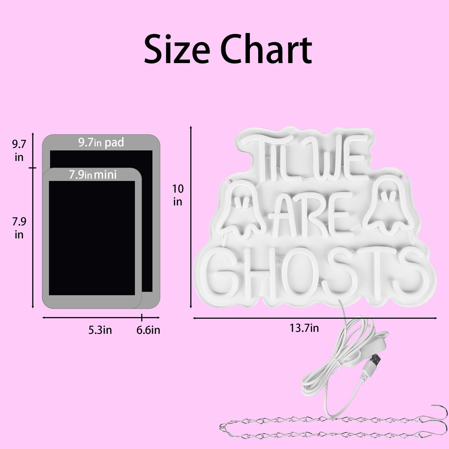 Til We are Ghosts Neon Sign for Wall Decor Gothic LED Neon Signs Pink Wedding Sign Wedding Decor for Bedroom Valentine's Day Birthday Halloween Bar Haunted Mansion Gifts for Lovers 13.7*10.1in(XD328)