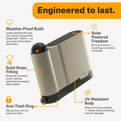 OtO Lawn Smart Sprinkler – App-Controlled Precision Watering, Solar-Powered, Weather Intelligence, Rain Skips, Quick Install, Covers 5,000 sq ft, Water-Saving Irrigation System