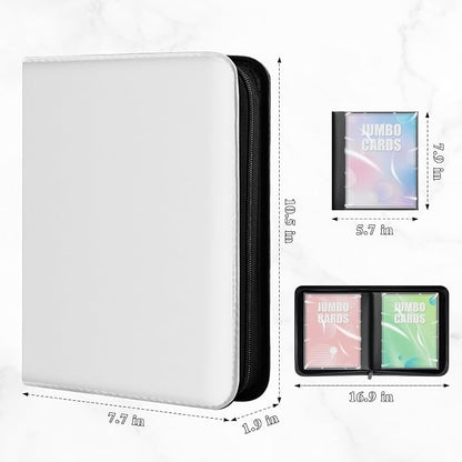 Jumbo Card Binder – WITHYU Oversize Ringless Collector Card Binder with 60 Pockets, 5.7'' x 7.9'' Storage Album for Game Cards (White)