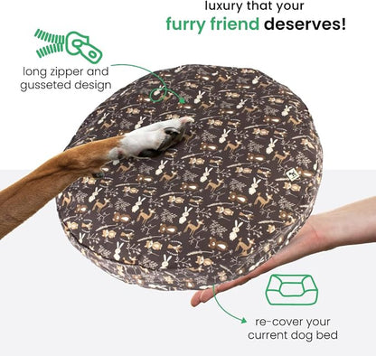 Molly Mutt Gorgeous Beasts Dog Bed Duvet Cover, 100% Cotton Canvas Cover for Dog, Puppy, or Cat Bed, Durable, Washable, and Free of Harmful Chemicals, Round, 36"x5"