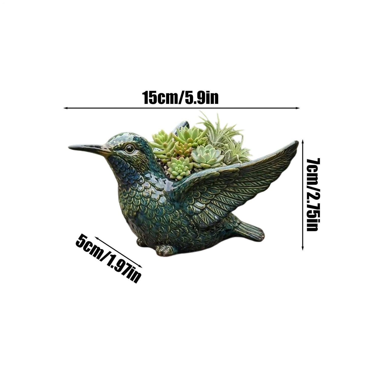 Planter Pots - Hummingbird Shape Bird Planter Resin | Flower Pots Cute Resin Decorative Planters Outdoor Shape Vase Pot for Plants Pot for Porch Indoor Lawn Patio Pathway Yard Garden Home Balcony