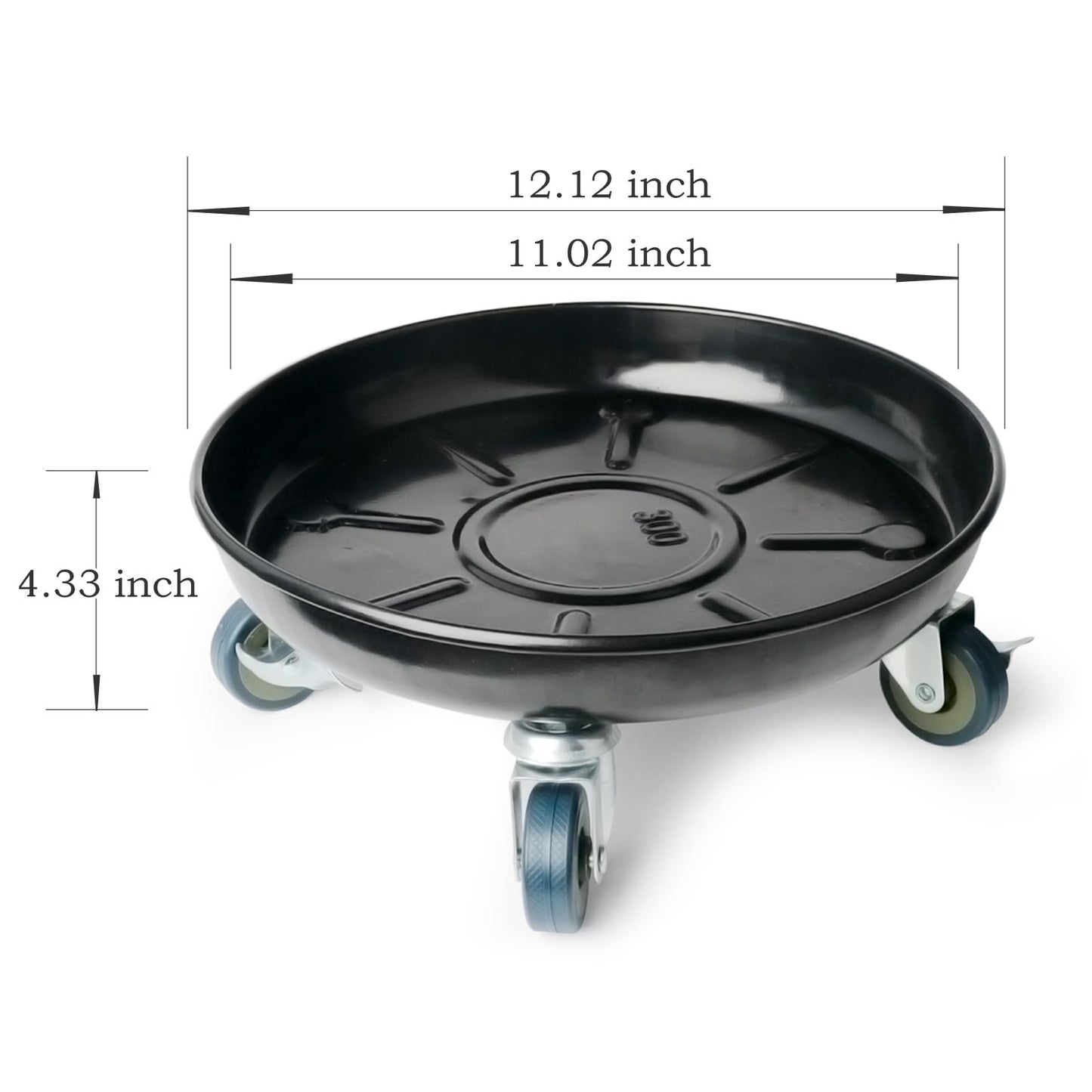 Kaoolaa Plant Caddy with Wheels 12 Inch 2 Pack, Heavy Duty Metal Plant Stand & Dolly with Lockable Casters, Holds 160 lbs for Indoor Outdoor Large Flower Pots, Black