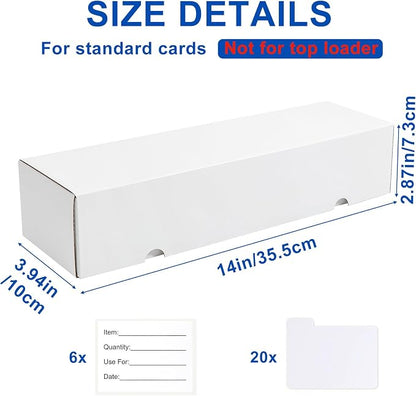 QINGUANG Trading Card Storage Box | 6 Pack • 1100 Count Bulk Card Storage Box | with Dividers | White Corrugated Cardboard Sport Card Organizer for Basketball Card/MTG/TCG/Magic Collection