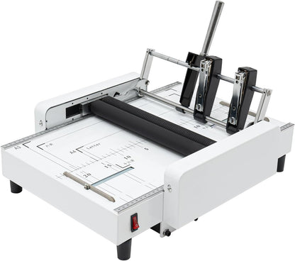 A3 Folding Binding Machine 110V Paper Folding Staple Binding Machine 60W Booklet Making Printing Binder Bookbinding Stapling Equipment Folder Making Binding Industry Factories Schools