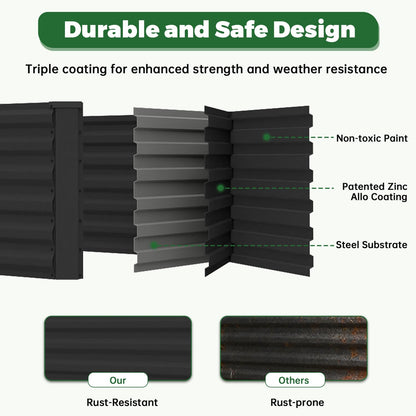 NAVINE 8x4x2 ft Raised Garden Bed, Large Metal Planter Raised Beds, Planters for Outdoor Plants for Vegetables, Flowers, Herbs, Fruits, and Succulents.(2 Pcs)