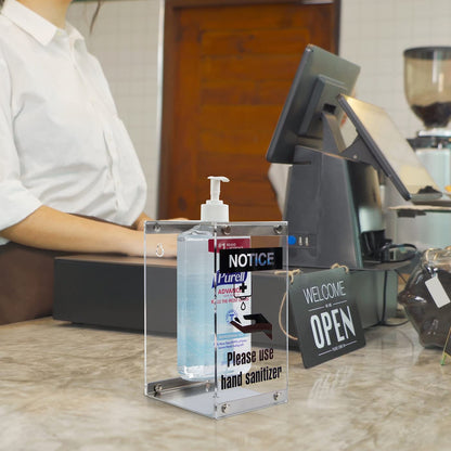 J JACKCUBE DESIGN Acrylic Box Hand Sanitizer Bottle Holder Dispenser, Pump Bottle Holder Free Standing for Restaurant, Bar, Counter, Kitchen, Shelves-MK909A
