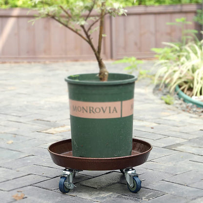 ARTLINE 20" Round Plant Stand with Lockable Wheels, 480lb Heavy Duty for Indoor Outdoor, Large Rolling Dolly Planter Caddy on Casters to Carry Potted Flower Pot, Round Metal Tray NO Holes, Copper