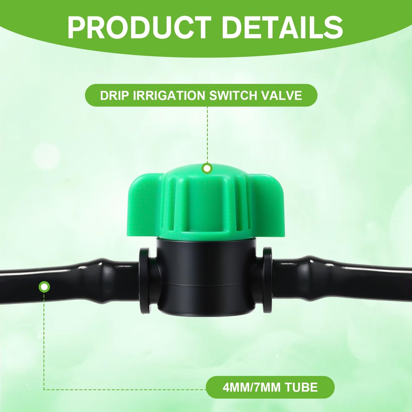 Innconee 50 Pcs 1/4 Inch Barbed Shut off Valve Drip Irrigation Tubing Coupling Valve Universal Drip Irrigation for 1/4" Tubing Greenhouses Flowers Beds Lawns Farmland(Green,Barbed Shut off Valve)