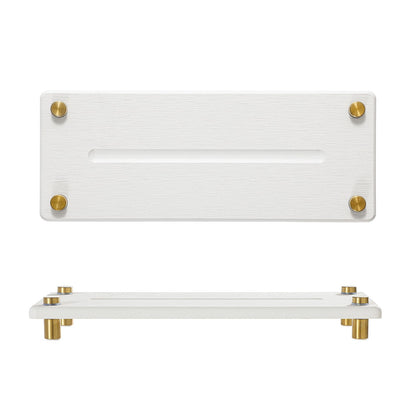 Razborci Water Absorbing Stone Sink Caddy Kitchen Sink Organizer Tray, Diatomite Bathroom Counter Tray, Gold Faucet Drying Mat Coaster Soap Dish Rack Riser Dispenser Sponge Holder, White 10" x 4"