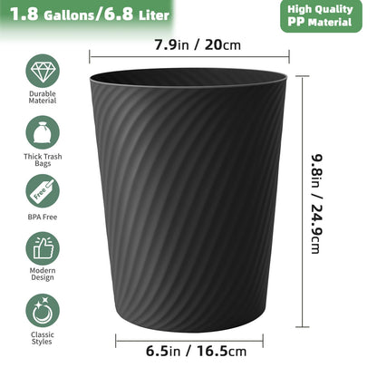 LLNTOU Small Trash Can 3 Pack 1.8 Gallons, Bathroom Trash Can & Garbage Can with 6 Trash Bags, Bedroom Trash Bin & Waste Basket for Office, Bedroom, Living Room, Kitchen, Compact Space