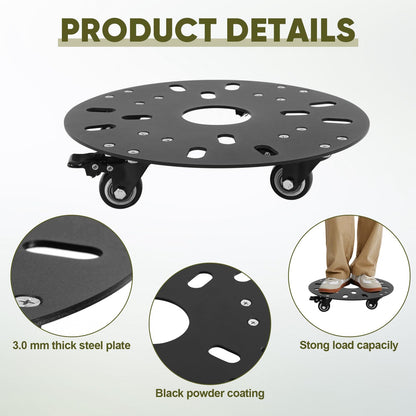 XZWMY 12‘’ Plant Caddy with Wheels,Heavy Duty 3mm Thick Steel Rolling Plant Stand,Plant Pot Mover for Large Flower Pots and Planters, Plant Dolly,450lb