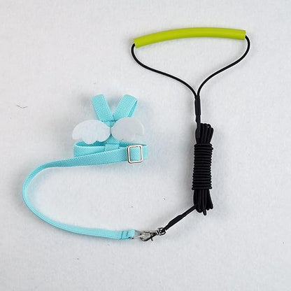 Bird Harness Leash Adjustable Outdoor Training Flying Harness Traction Rope with Cute Wing for Parrots Pigeons Budgerigar Lovebird Cockatiel Mynah (S,Blue)
