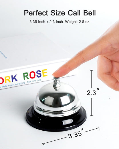 Bell for Desk – Loud & Clear Call Bell with Matte Anti-Rust Steel, Small 3.35" Footprint, Durable Design for Office, Reception, Classroom, and Hotel Use