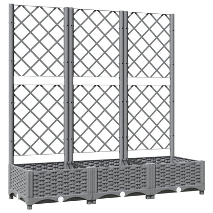 Logeirevo Plastic Garden Planter with Trellis, Outdoor Raised Garden Bed Free-Standing Trellis Planter Box for Vine Climbing Plants Flowers, Light Gray 47.2"x15.7"x47.8" PP,-1745