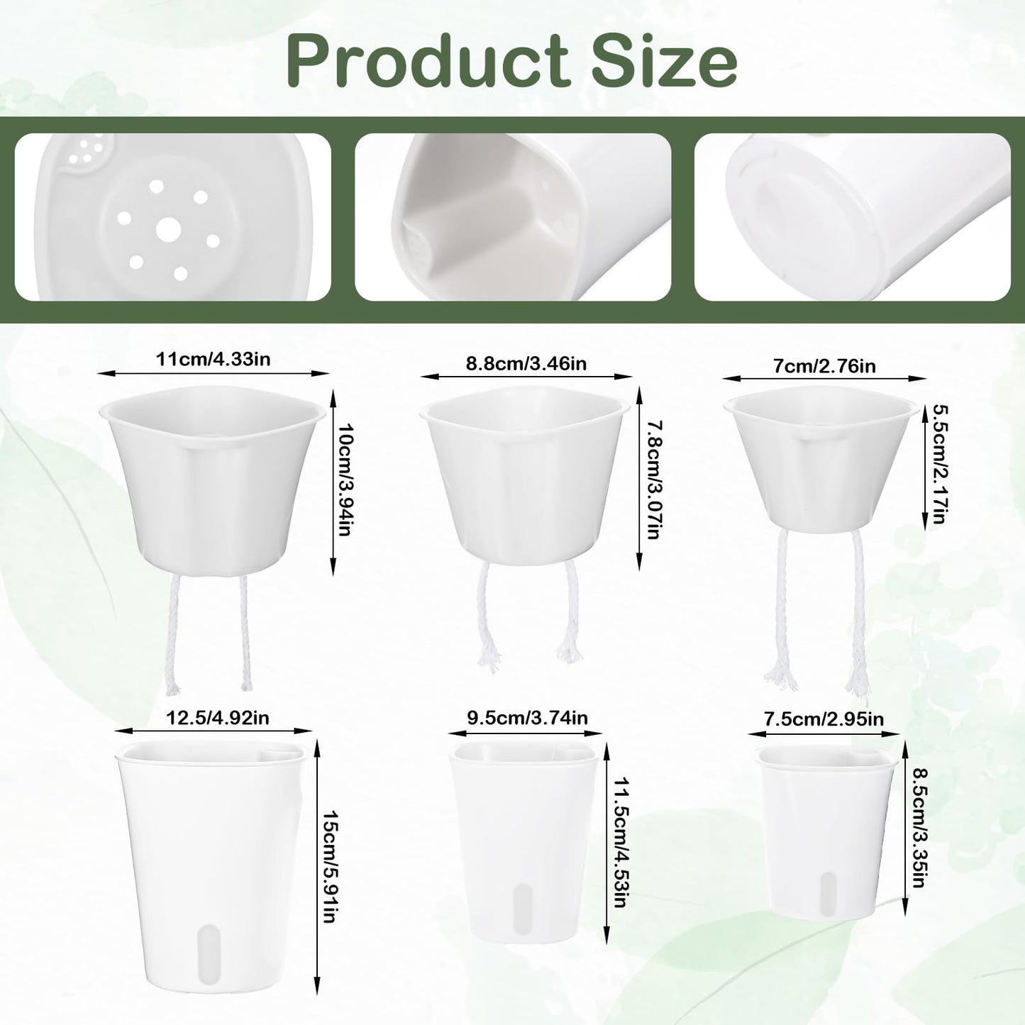 Meyeyaia 18 Pcs Self Watering Pots 3 Sizes Plastic Self Watering Planters Small Flower Plant Pot with Inner White Pot for Indoor House Plants, Flower (3", 4", 5")