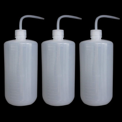 Belinlen 3Pcs 1000ml(33oz) Plastic Safety Lab Wash Bottle, Plastic Squeeze Bottle with Scale Labels and Narrow Mouth, Watering Bottles for Chemistry, Industry, Lab & Gardening(LDPE)
