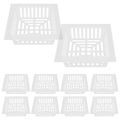 Happyyami 10 Pcs Square Hydroponic Net Pots with Drainage Holes 6.10X6.10X1.88 Inch Mesh Planting Baskets for Vegetables Flowers Home Gardening