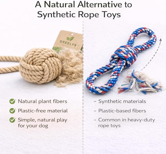 Natural Hemp Rope Dog Toy, Eco-Friendly Tug Toy for Interactive Play & Fetch, Safe Non-Toxic Alternative to Synthetic Rope Toys, Light to Moderate Chewers, Small