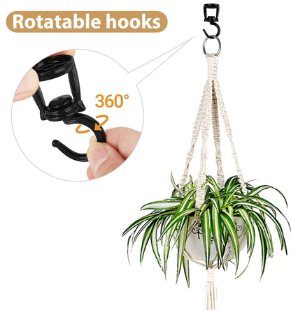 Mkono Brown Macrame Plant Hanger and Ceiling Hooks, Indoor Jute Hanging Planter Basket with Wood Beads Decorative