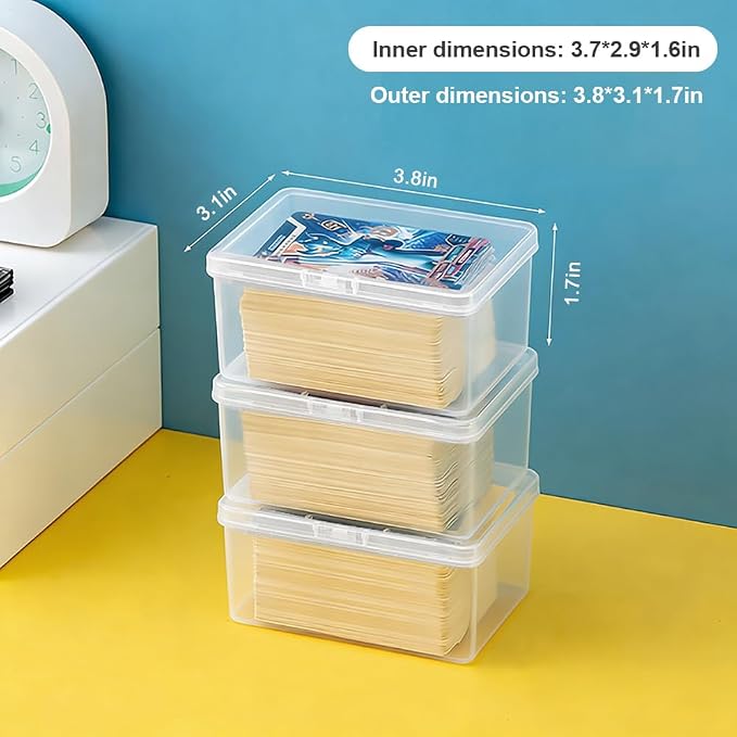 6PCS Card Storage Cases for UNO Cards and Playing Cards, High Capacity Clear Game Card Organizer Boxes for Trading Cards, Business Card & More More (Card Not Included)