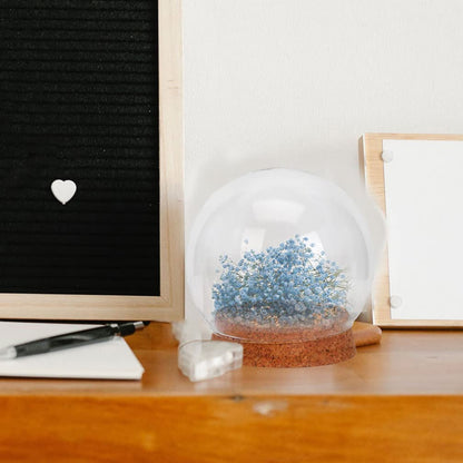 Homoyoyo Cloche Glass Dome 4pcs Glass Dome Cloche with Lights Wood Base Globe Terrarium Jar Eternal Flower Cover Holder Ornament Stand for Lanscape Rose 12CM Globe Plant Terrarium