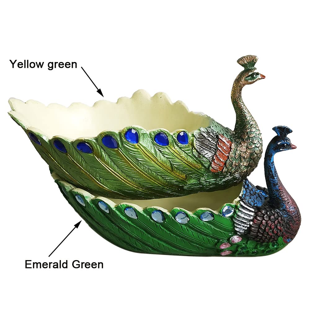 YOUUGIOR 9.4 Inch Peacock Pot Succulents Planter Plants Pot Handmade for Home Garden Office Desktop Decoration (Emerald Green)
