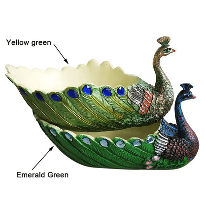 YOUUGIOR 9.4 Inch Peacock Pot Succulents Planter Plants Pot Handmade for Home Garden Office Desktop Decoration (Emerald Green)