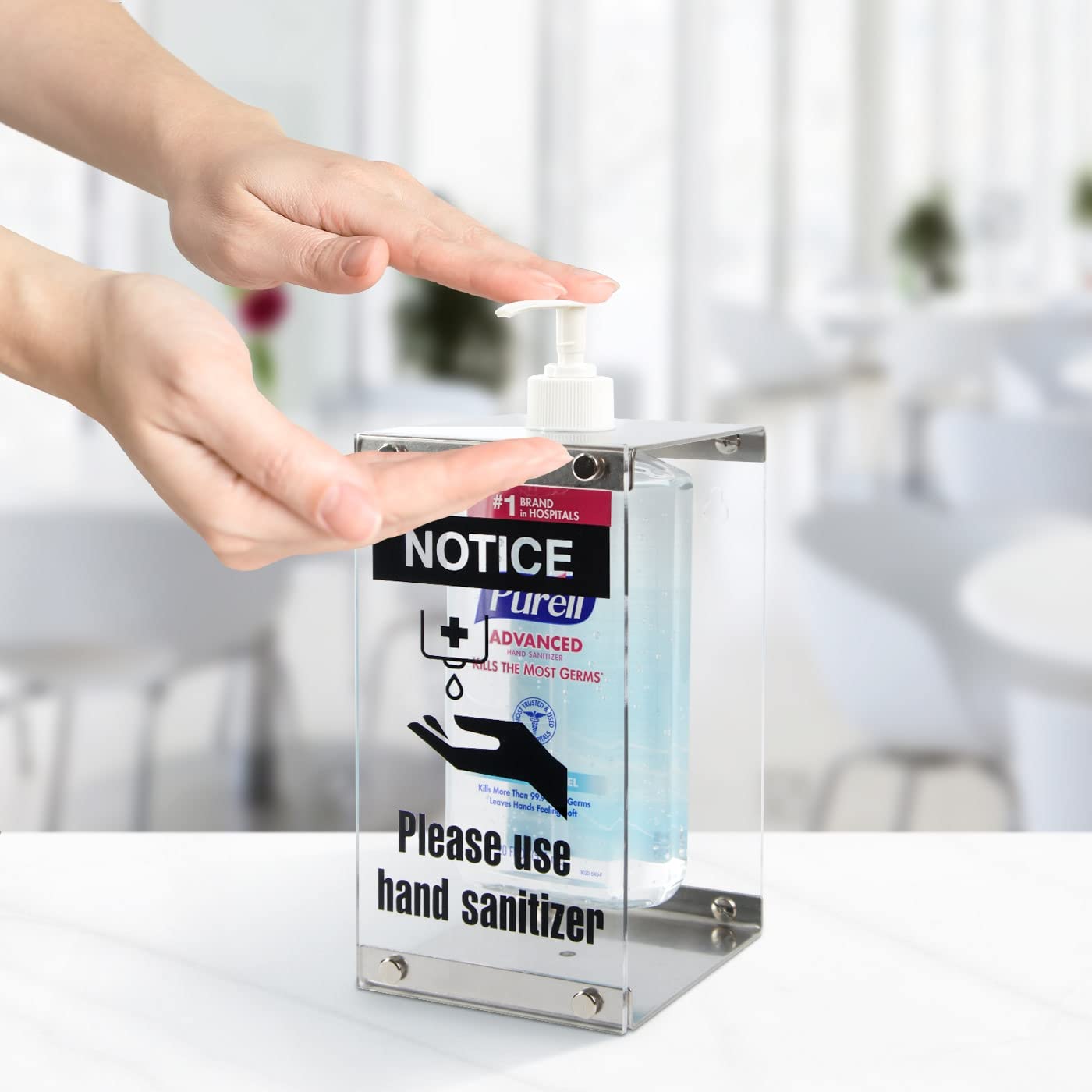 J JACKCUBE DESIGN Acrylic Box Hand Sanitizer Bottle Holder Dispenser, Pump Bottle Holder Free Standing for Restaurant, Bar, Counter, Kitchen, Shelves-MK909A