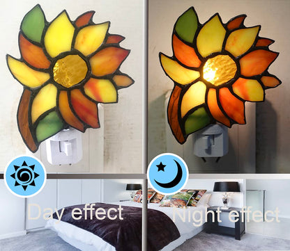 DUONAYU Stained Glass Sunflower Night Light,Suitable for corridors, bedrooms, and Kitchens.A Gift for mom.DYM8011