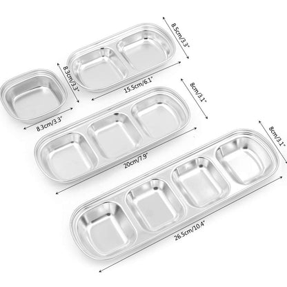 Apol 4 Pcs Stainless Steel Modern Condiment Dishes, Seasoning Dishes for Appetizer, Snacks, Condiments