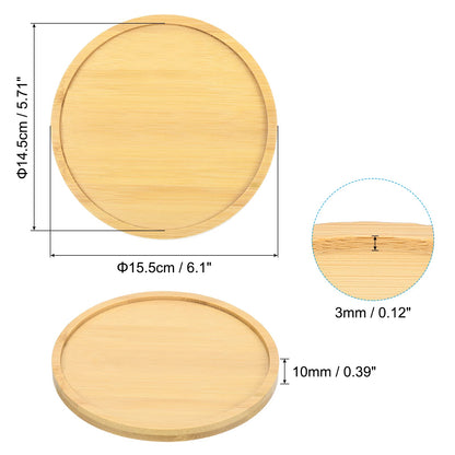 PATIKIL Plant Pot Saucer 6 Inch OD, 3 Pack Bamboo Round Flower Drip Tray for Home Indoor