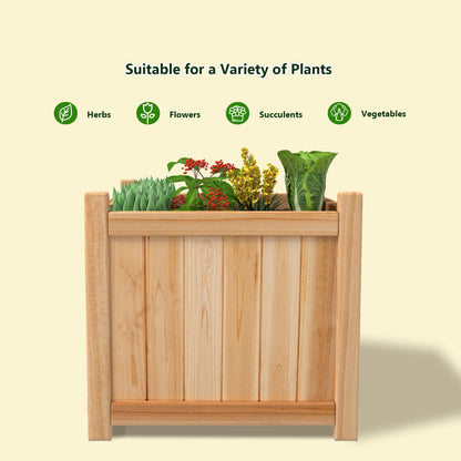 Giantex Raised Garden Bed, Folding Wood Planter for Vegetable Flower, Outdoor Elevated Planting Boxes, Folding Plant Container Patio Lawn Garden Backyard, Easy Assembly, 15" Lx15 Wx14 H