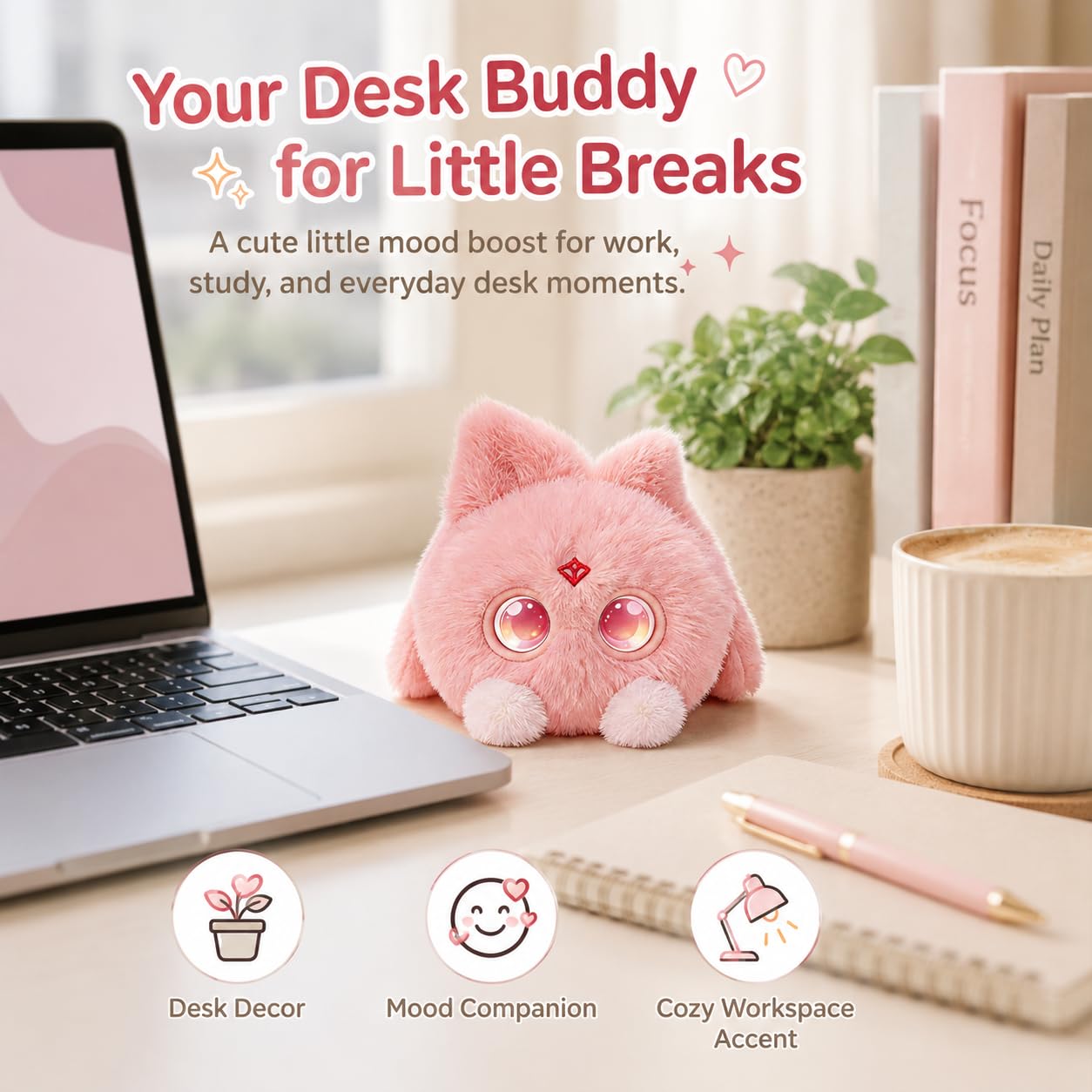 OKIVIVI AI Plush Bag Charm, Interactive Voice Chat Companion Stuffed Animals with App-Connected, Expressive LED Eyes, Touch-Reactive Stuffed Toy, Cute Plush Keychain Gift for Teens and Plush Lovers