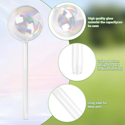 Farady Plant Watering Globes, Iridescent Rainbow Glass Water Bulbs Self Watering Spikes Planter Insert Automatic Plant Watering Device for Indoor and Outdoor Plants (4Pcs, Ball Shaped)