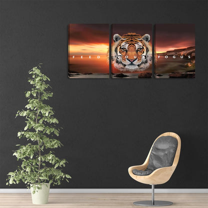 Motivational Wall Art Canvas Posters Prints 3 Pieces Yellow Tiger Wall Art Inspirational Entrepreneur Quote Office Wall Decor Canvas Art Motivation Painting Artwork Office Decoration(36''Wx 16''H)