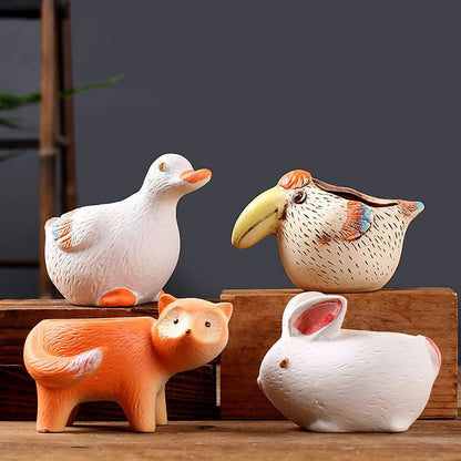 DIYOMR 5 Inch Animal Planter, Cartoon Woodpecker Shaped Ceramic Pots Small Flower Pot Plant Container for for Office Home Desktop Indoor/Outdoor Decor- Plants Not Included