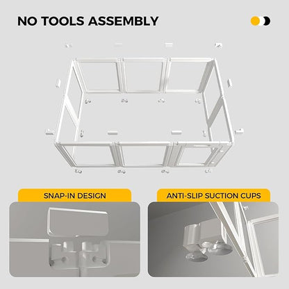 EVERFRONT Clear Acrylic Plastic Dog Playpen - Clear Dog Play Pen - Easy Assemble Acrylic Dog Playpen - Puppy Playpen, Cat Playpen, Small Animal Playpen, Dog Play Pen Indoors (White, 23.6“ H, 10PCS)