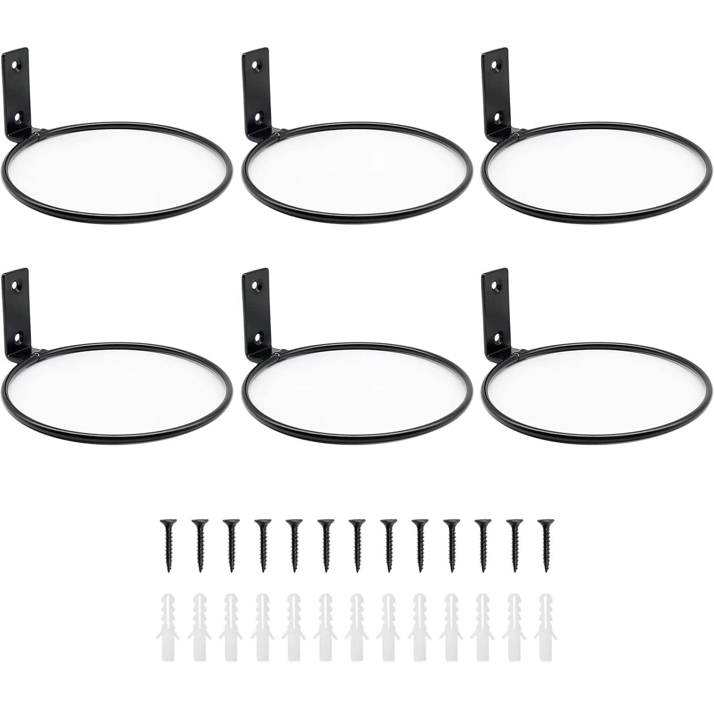 Greemov 6 Pack 8 Inch Wall Flower Pot Holder Ring Plant Hanger, Metal Planter Hooks Wall Mounted Bracket Heavy Duty for Outdoor Indoor