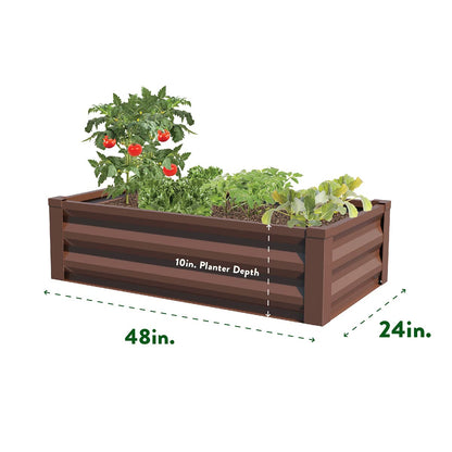 Greenes Fence Timber Brown Powder-Coated Metal Raised Garden Bed Planter 24" W x 48" L