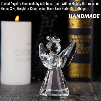 ZRENJHUS Crystal Angel Figurine Collection Pretty Glass Ornament Cute Statue Home Decor Table Animal Collectible Gift on Desk