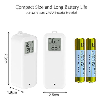 Room Thermometer Indoor, WiFi Humidity Meter with Smart Alert, Data Storage and Calibration, Temperature and Humidity Monitor for Baby Room, Greenhouse, White 2 Pack with Screen