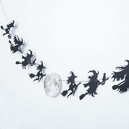 Halloween Witch Banner, Witchy Full Moon Garland, Halloween Decorations, Fall Decor
