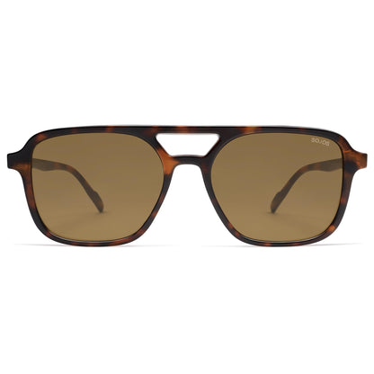 SOJOS Retro Aviator Sunglasses for Women Men,Trendy Rectangle Womens Mens Shades Sun Glasses SJ2202 Coffee Tortoise Frame Coffee Lens