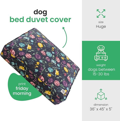 Molly Mutt Friday Morning Dog Bed Duvet Cover, GOTS-Certified 100% Organic Cotton Canvas Cover for Dog, Puppy, or Cat Bed, Durable, Washable, and Free of Harmful Chemicals, Huge, 36"x45"x5"