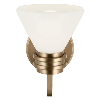 Kichler Farum 9.5 Inch 1 Light Wall Sconce with Opal Glass in Champagne Bronze, for Fireplace, Kitchen, Bedroom, Hallway, or Vanity, (7.25" W x 9.5" H), 55153CPZ