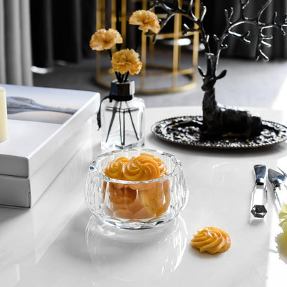 Marvala Crystal Jewelry Box Storage Jar, Candy Dish Tiny Hand-Cut Small Decorative Bowl, Diamond-Cut Luxury Cosmetic Organizer for Vanity, Bathroom, Kitchen Decor