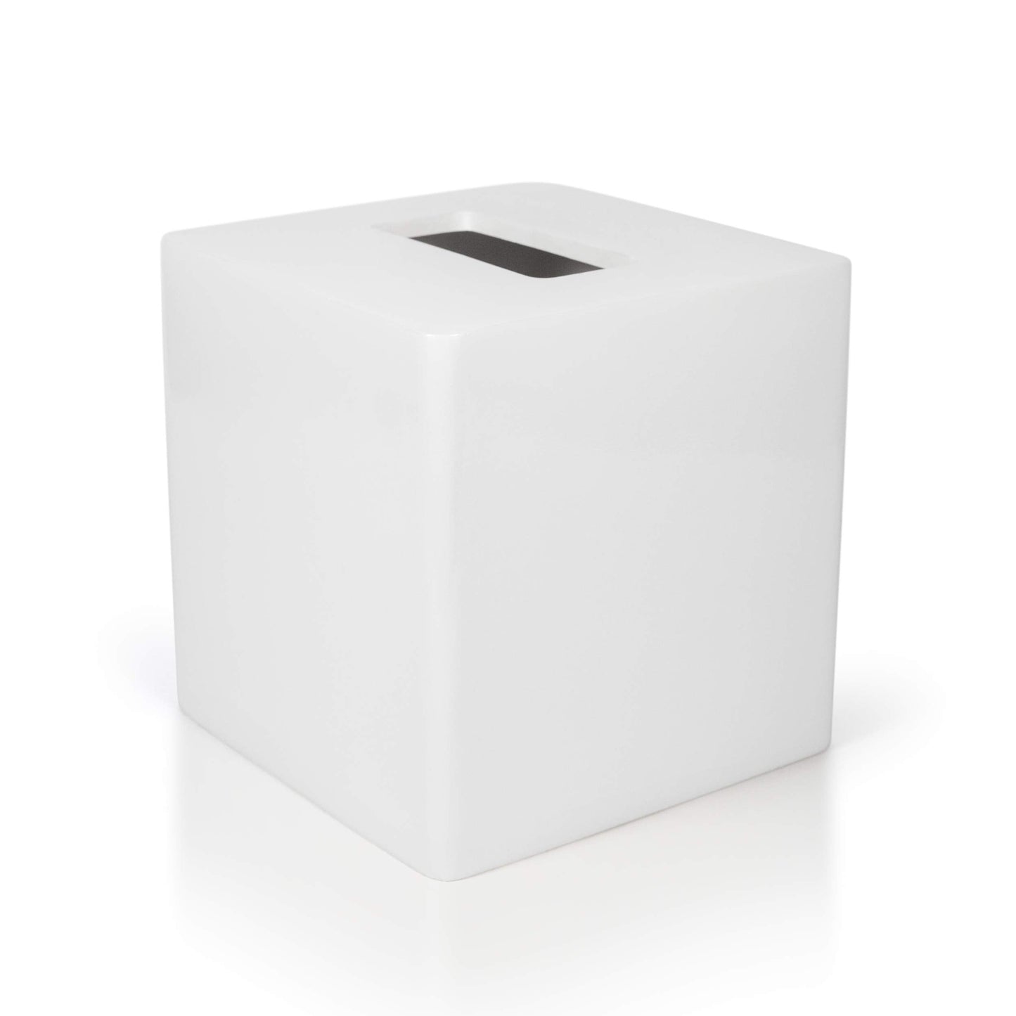 White Tissue Box Cover Square –Heavy Hand-Poured Resin Tissue Box Cover Holder –Home Decor Cube Square Tissue Box Holder with High Gloss Lacquer Finish – Stays Shiny & Won’t Move When Pulling Tissues